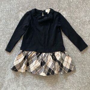 Kate Spade Dress Size 2 Years Drop Waist Plaid Bow Long Sleeve Preppy Classic